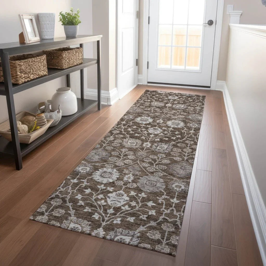 LOOMLAN Rugs Selma Brown Washable Indoor-Outdoor Rug