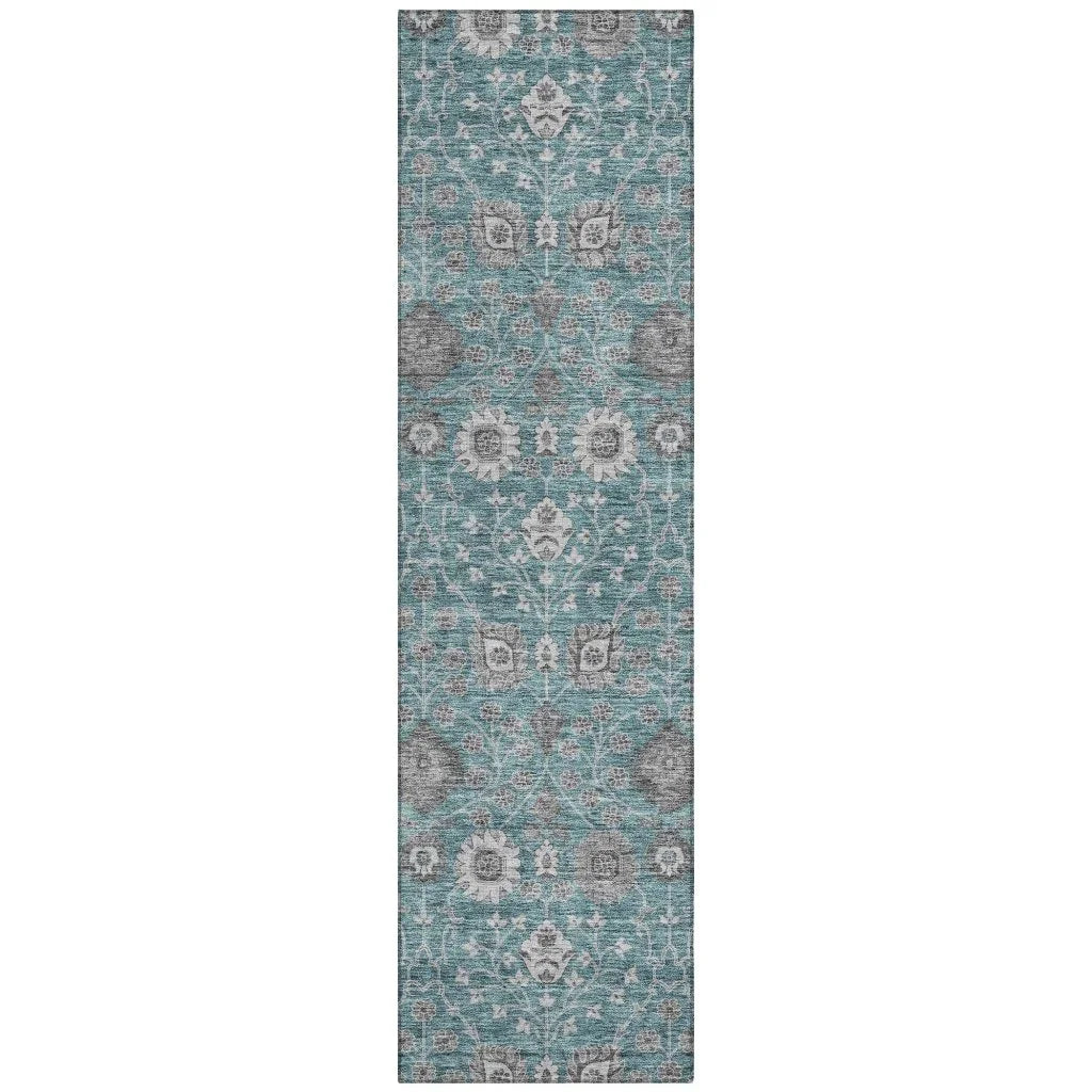 LOOMLAN Rugs Selma Teal Washable Indoor-Outdoor Rug