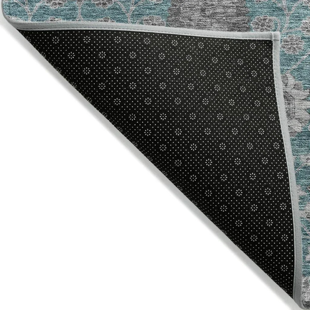 LOOMLAN Rugs Selma Teal Washable Indoor-Outdoor Rug