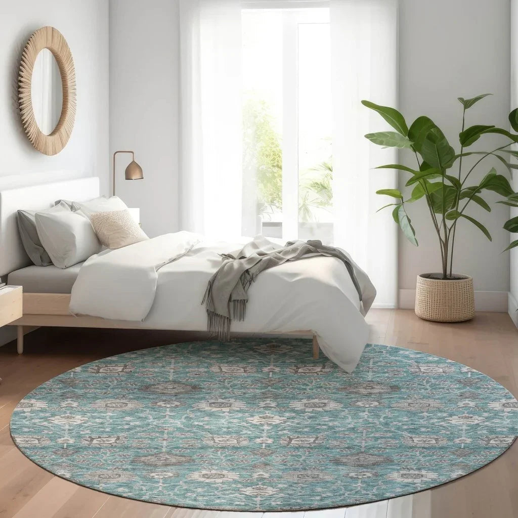 LOOMLAN Rugs Selma Teal Washable Indoor-Outdoor Rug