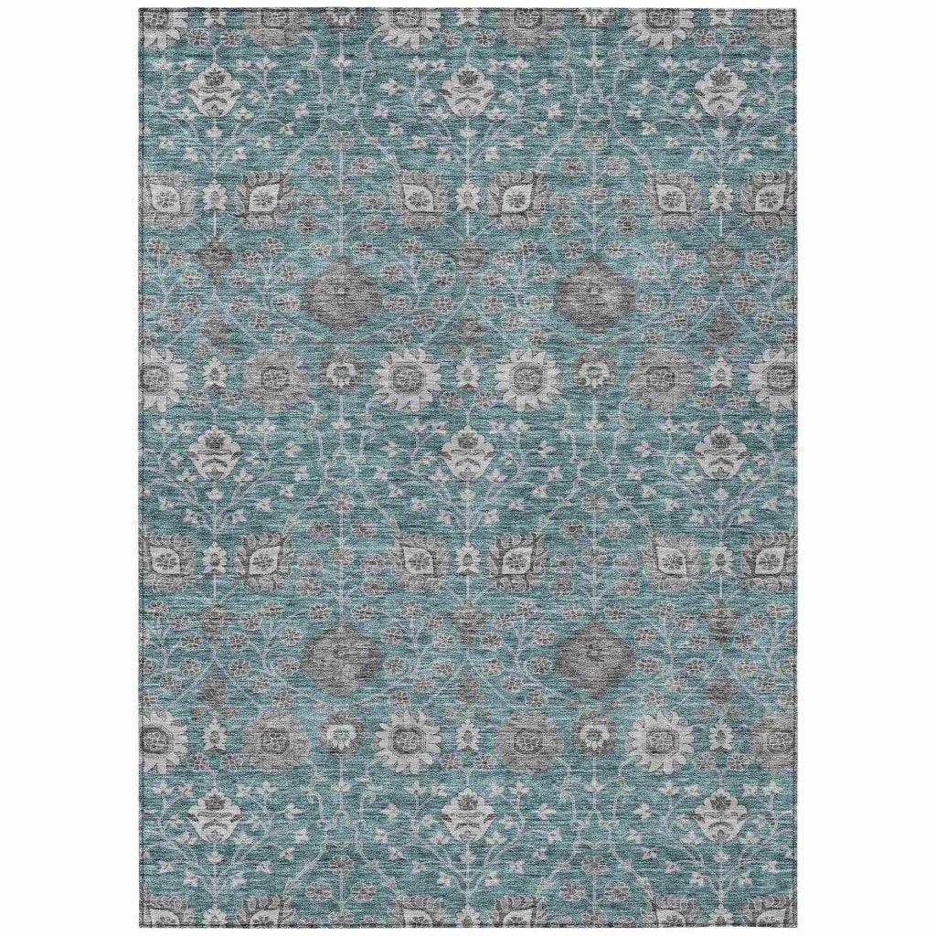 LOOMLAN Rugs Selma Teal Washable Indoor-Outdoor Rug