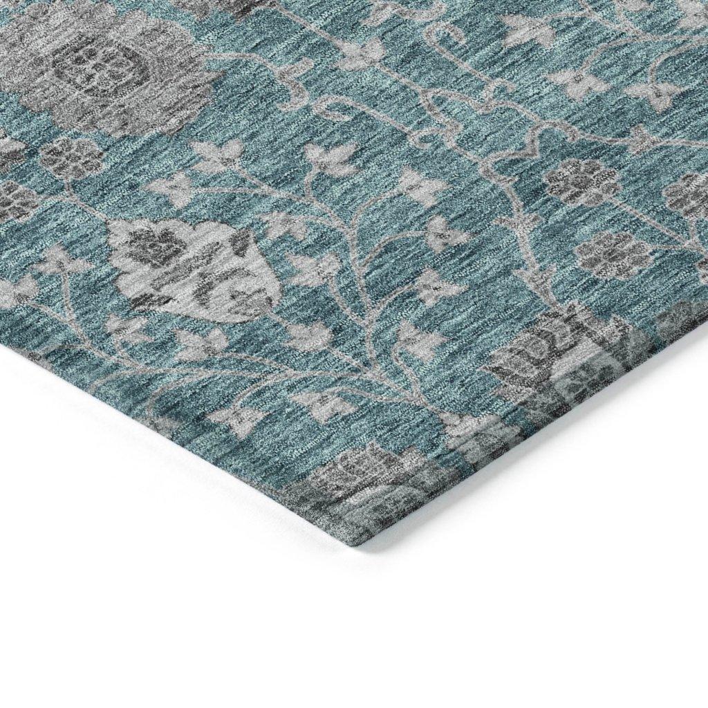 LOOMLAN Rugs Selma Teal Washable Indoor-Outdoor Rug