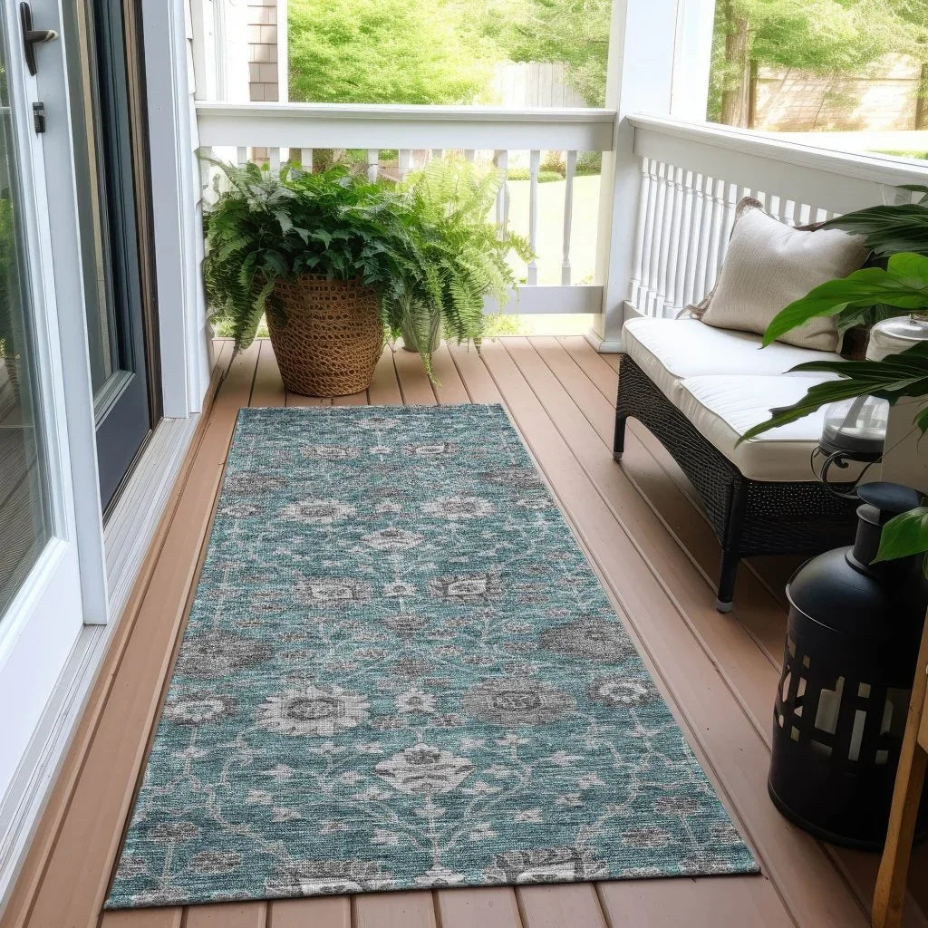 LOOMLAN Rugs Selma Teal Washable Indoor-Outdoor Rug