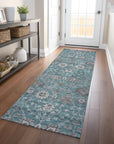 LOOMLAN Rugs Selma Teal Washable Indoor-Outdoor Rug