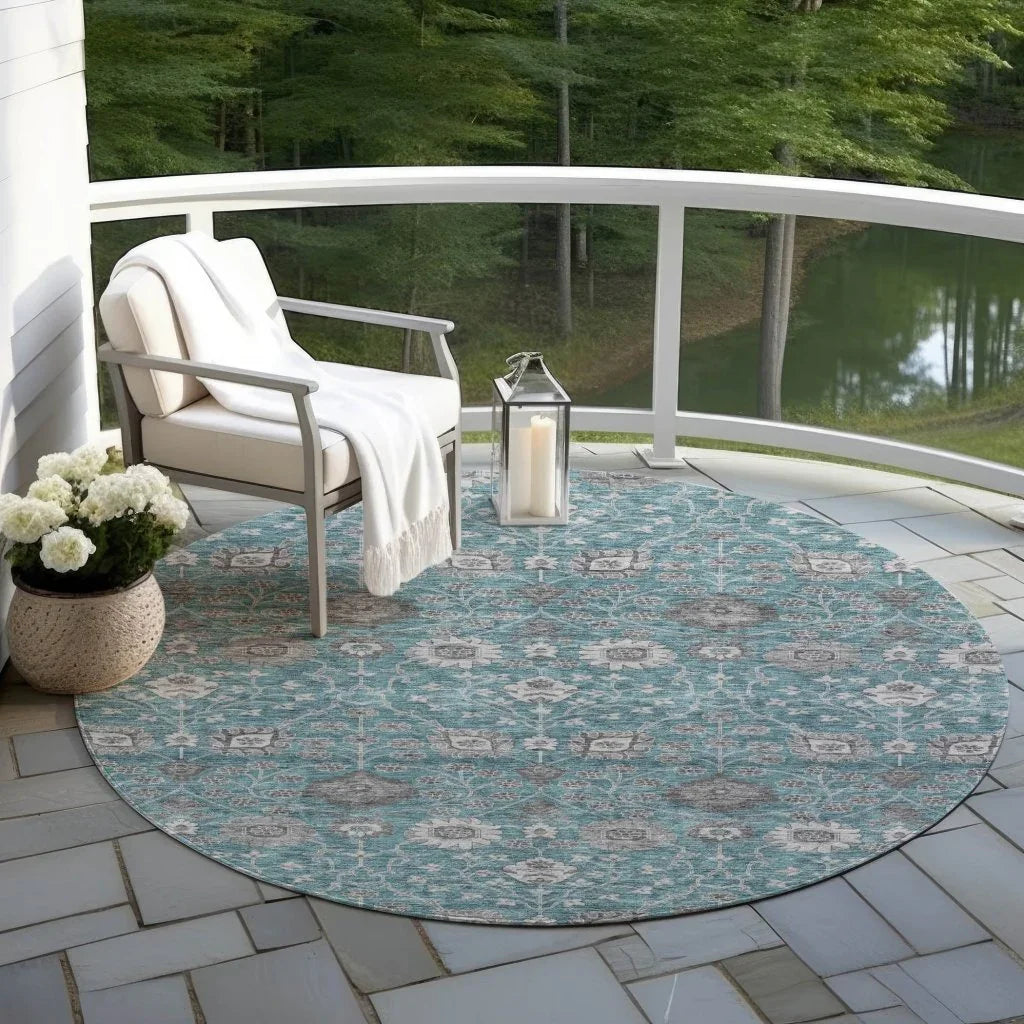 LOOMLAN Rugs Selma Teal Washable Indoor-Outdoor Rug