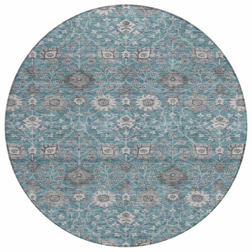 LOOMLAN Rugs Selma Teal Washable Indoor-Outdoor Rug