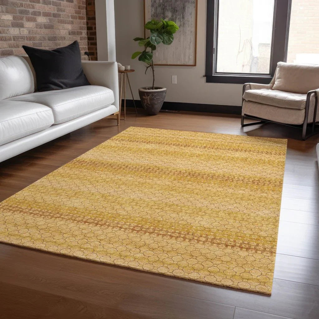 LOOMLAN Rugs Serenith Gold Washable Indoor-Outdoor Rug
