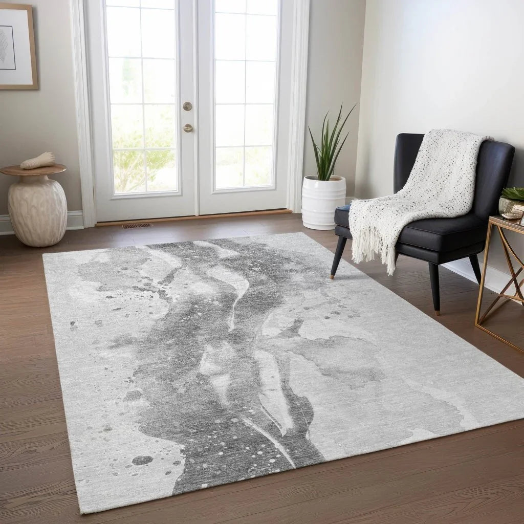 LOOMLAN Rugs Serenza Gray Washable Indoor-Outdoor Rug