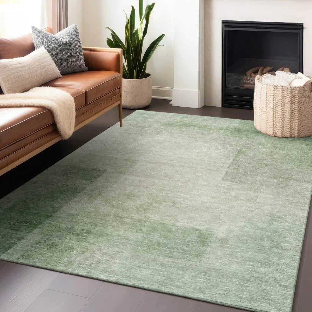 LOOMLAN Rugs Serephina Green Washable Indoor-Outdoor Rug