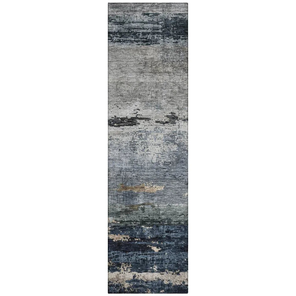LOOMLAN Rugs Shafira Blue Washable Indoor-Outdoor Rug