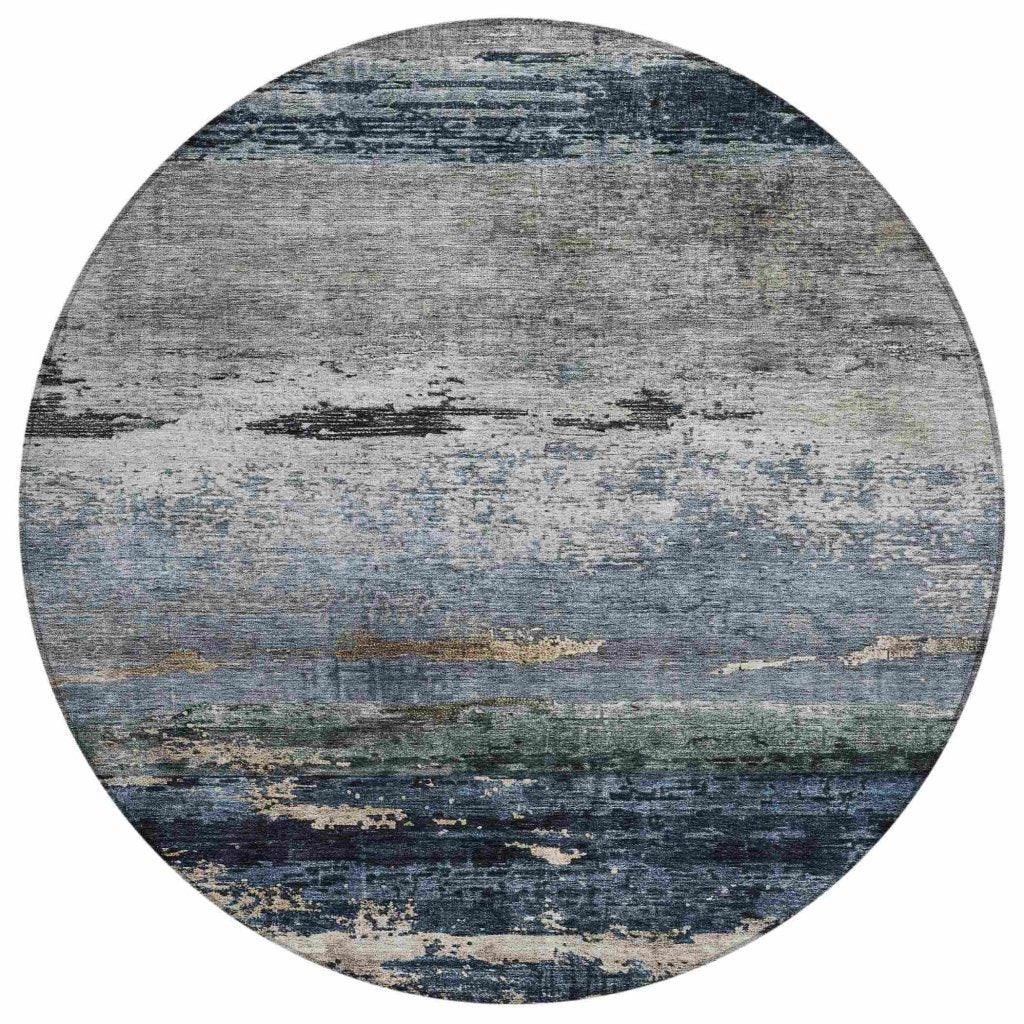 LOOMLAN Rugs Shafira Blue Washable Indoor-Outdoor Rug