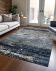 LOOMLAN Rugs Shafira Blue Washable Indoor-Outdoor Rug