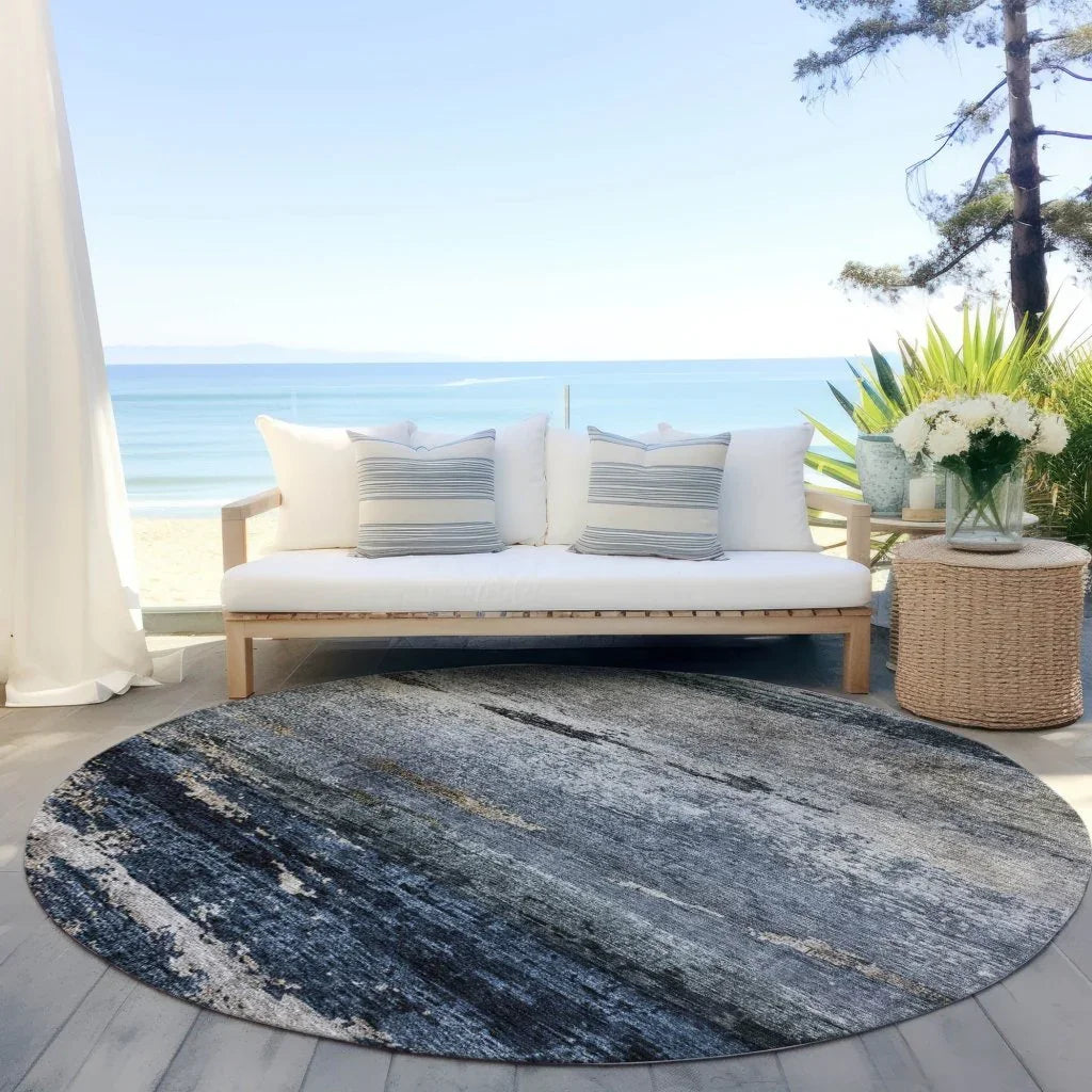 LOOMLAN Rugs Shafira Blue Washable Indoor-Outdoor Rug