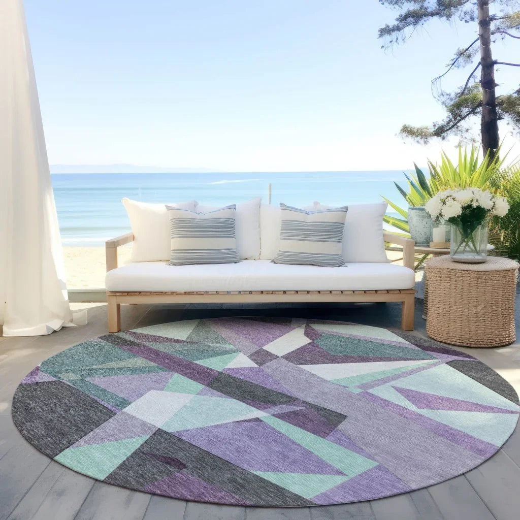 LOOMLAN Rugs Shapevia Purple Washable Indoor-Outdoor Rug