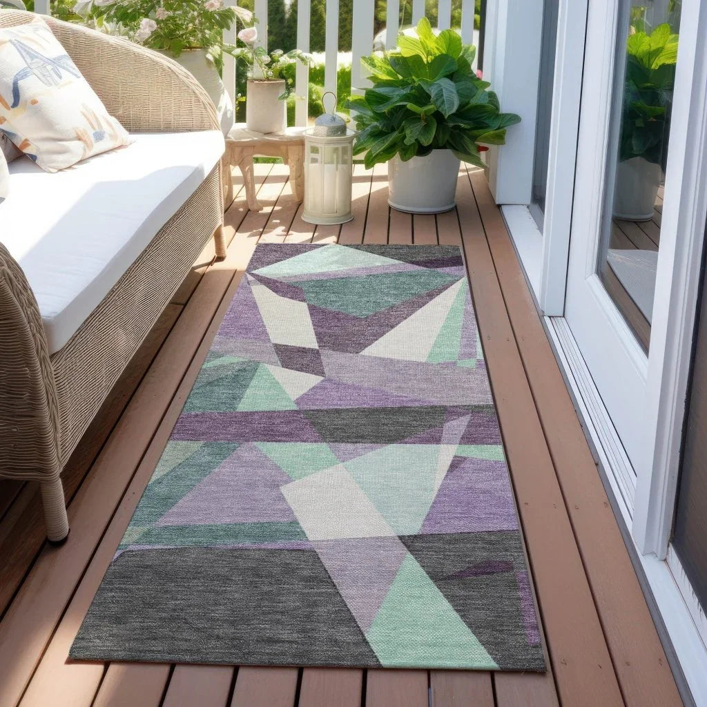 LOOMLAN Rugs Shapevia Purple Washable Indoor-Outdoor Rug