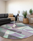 LOOMLAN Rugs Shapevia Purple Washable Indoor-Outdoor Rug