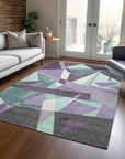 LOOMLAN Rugs Shapevia Purple Washable Indoor-Outdoor Rug