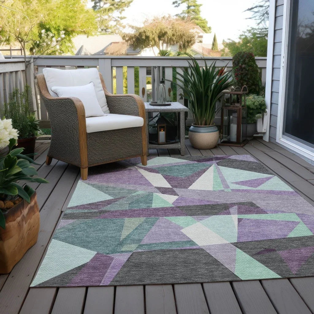 LOOMLAN Rugs Shapevia Purple Washable Indoor-Outdoor Rug