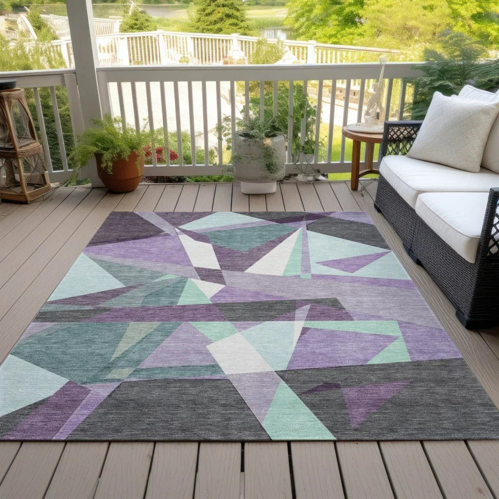 LOOMLAN Rugs Shapevia Purple Washable Indoor-Outdoor Rug