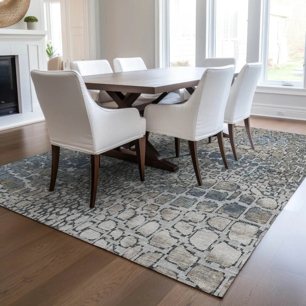 LOOMLAN Rugs Siena Silver Washable Indoor-Outdoor Rug
