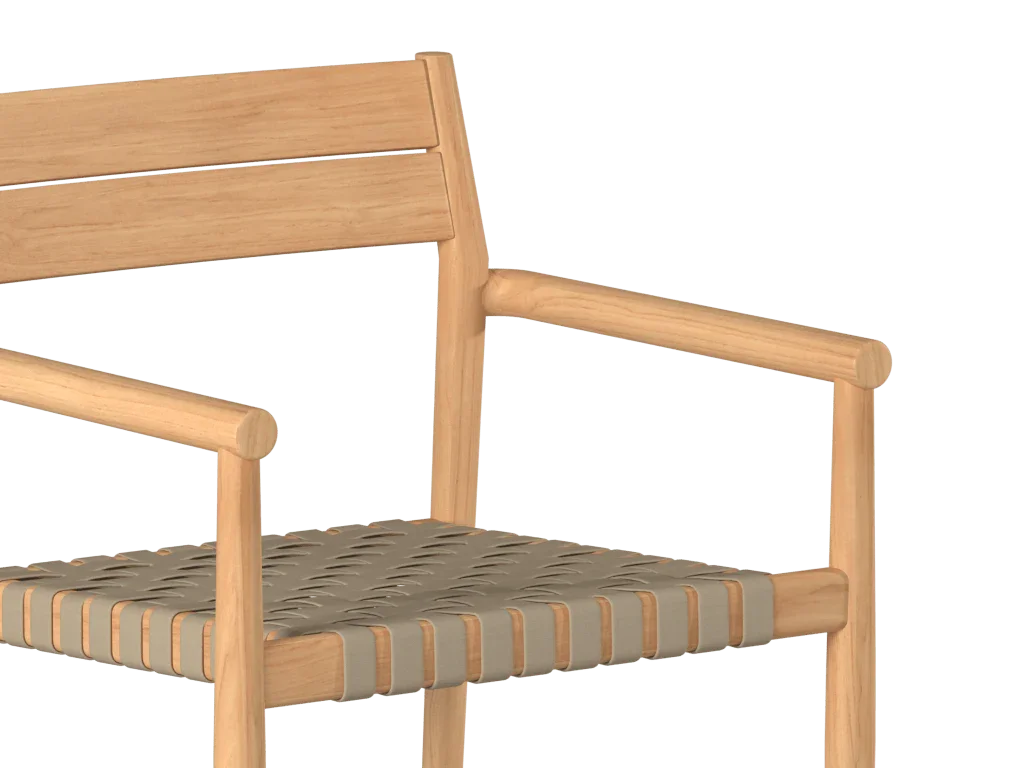 Siena Teak Woven Stackable Patio Armchair 4PC - LOOMLAN - HiTeak - Outdoor Accent Chairs