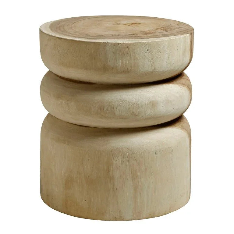 Siera Natural Suar Wooden Outdoor Stool - LOOMLAN - Artesia - Garden Stools