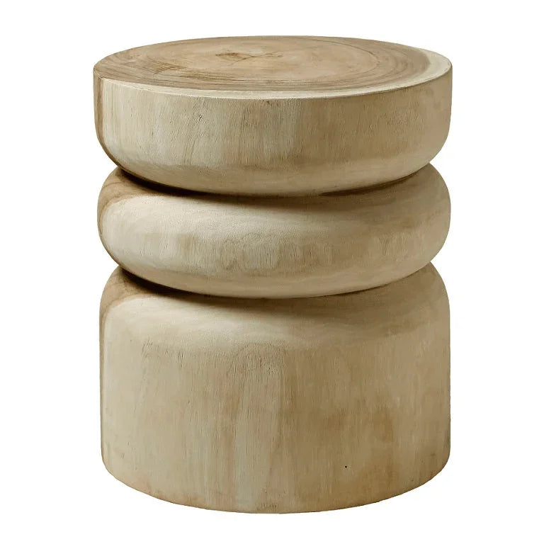 Siera Natural Suar Wooden Outdoor Stool - LOOMLAN - Artesia - Garden Stools