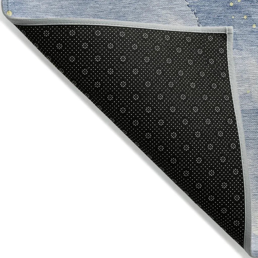 LOOMLAN Rugs Silavie Blue Washable Indoor-Outdoor Rug