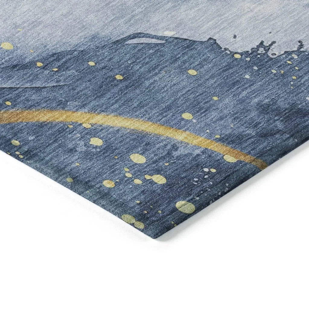 LOOMLAN Rugs Silavie Blue Washable Indoor-Outdoor Rug