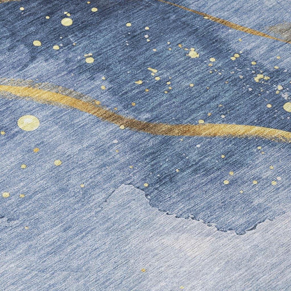 LOOMLAN Rugs Silavie Blue Washable Indoor-Outdoor Rug