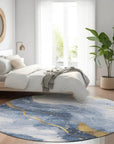 LOOMLAN Rugs Silavie Blue Washable Indoor-Outdoor Rug
