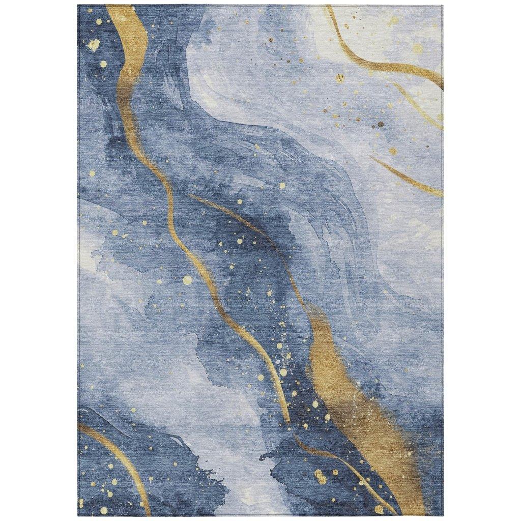 LOOMLAN Rugs Silavie Blue Washable Indoor-Outdoor Rug