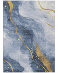 LOOMLAN Rugs Silavie Blue Washable Indoor-Outdoor Rug