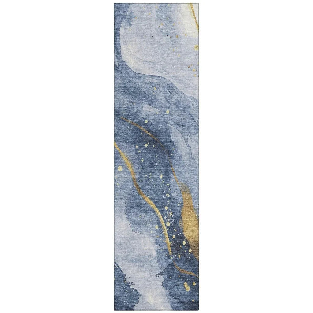 LOOMLAN Rugs Silavie Blue Washable Indoor-Outdoor Rug