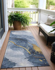 LOOMLAN Rugs Silavie Blue Washable Indoor-Outdoor Rug