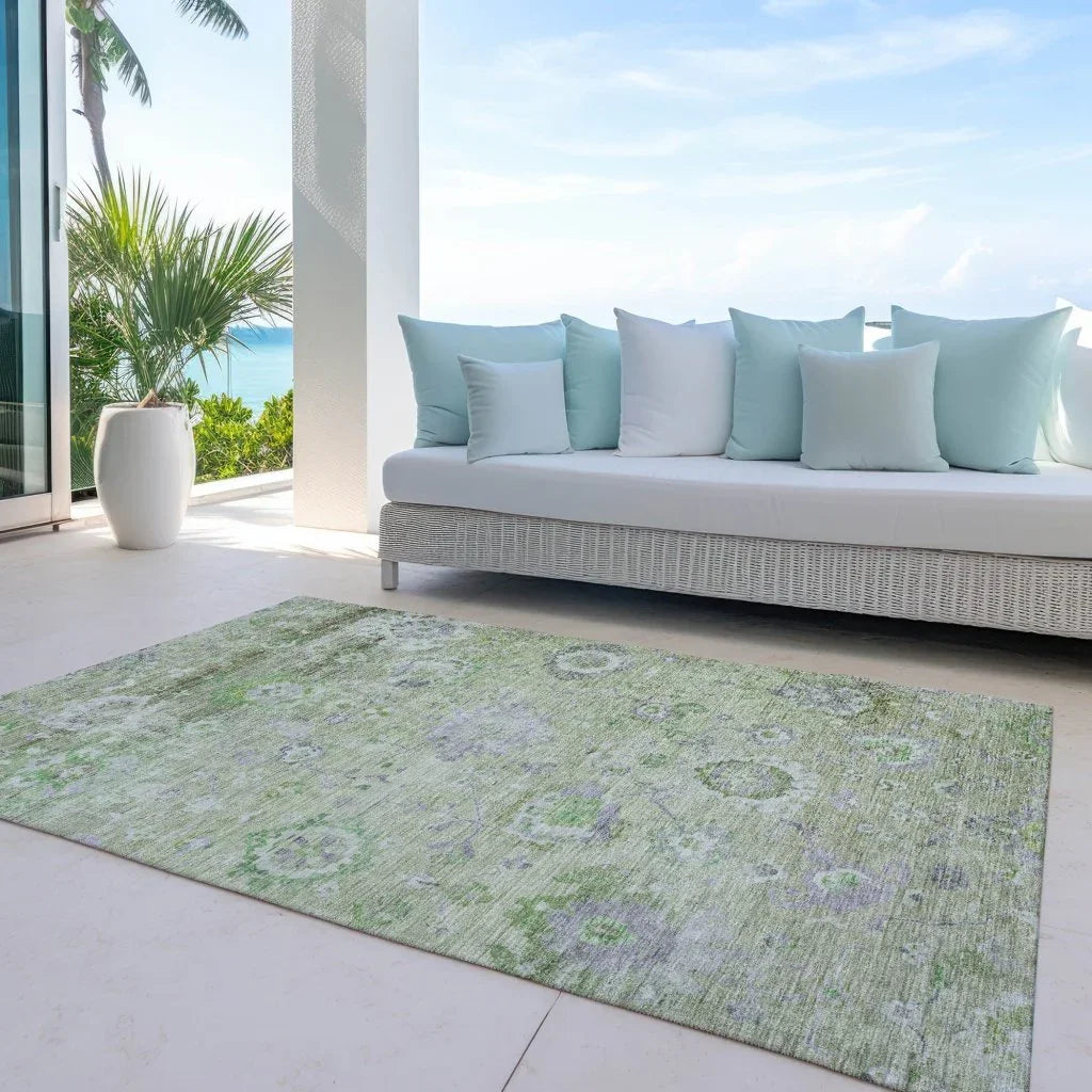 LOOMLAN Rugs Sofia Green Washable Indoor-Outdoor Rug