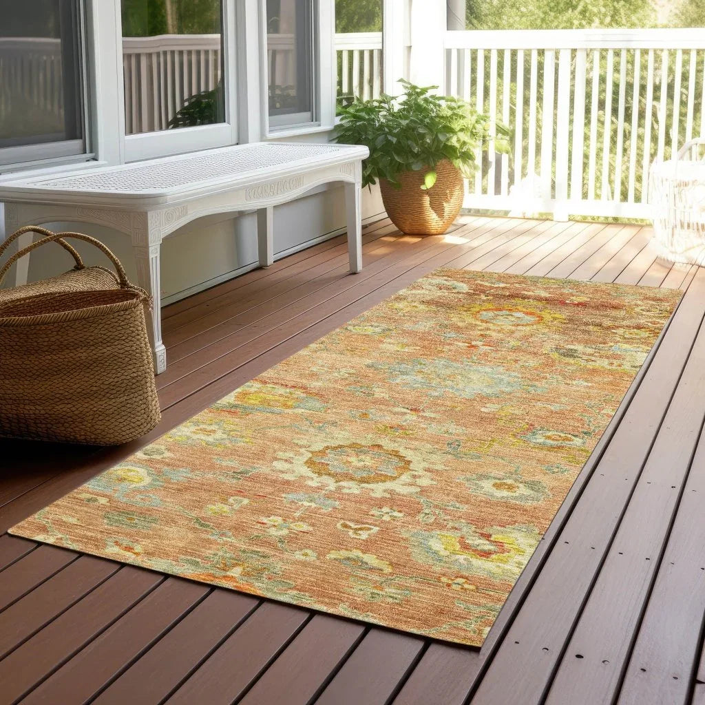 LOOMLAN Rugs Sofia Orange Washable Indoor-Outdoor Rug