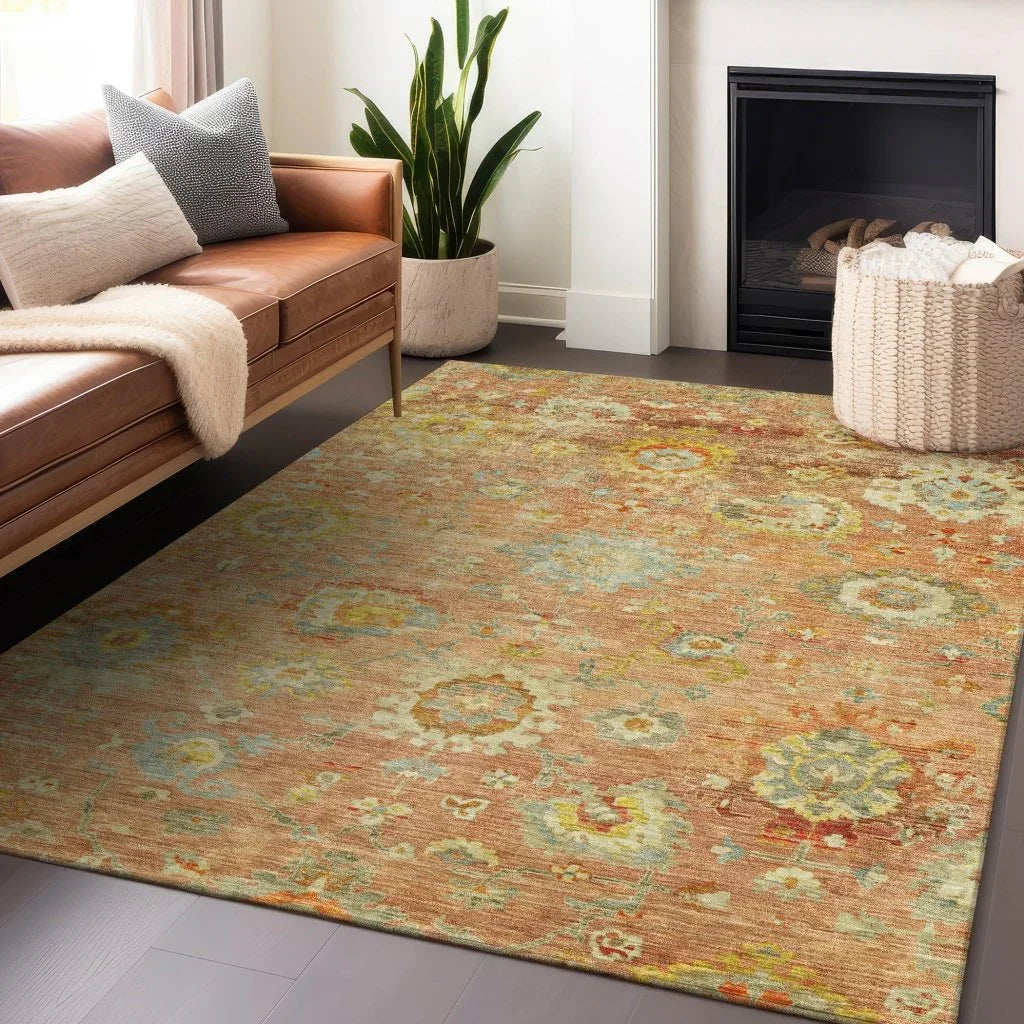 LOOMLAN Rugs Sofia Orange Washable Indoor-Outdoor Rug