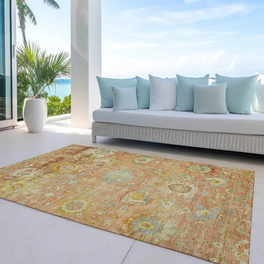 LOOMLAN Rugs Sofia Orange Washable Indoor-Outdoor Rug
