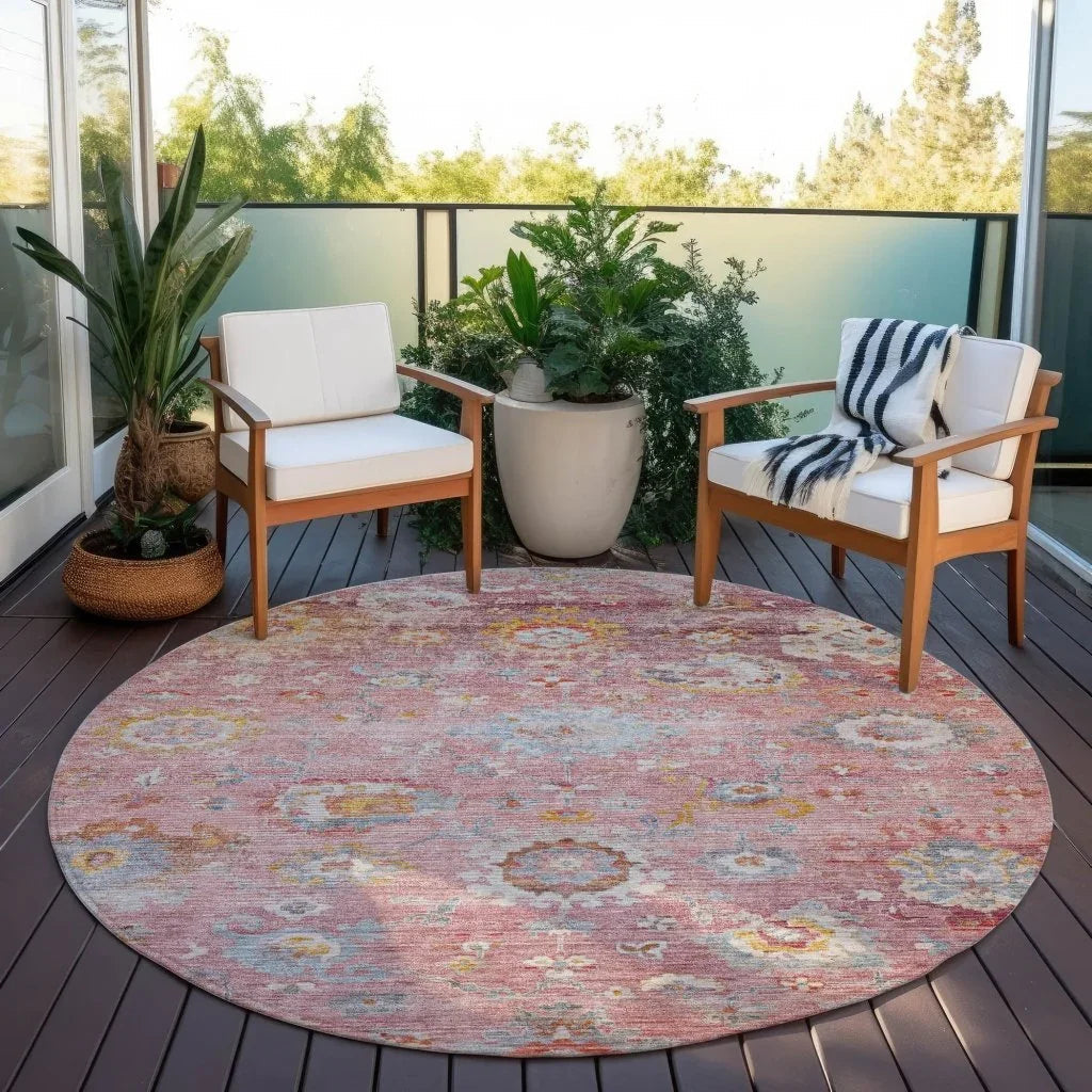 LOOMLAN Rugs Sofia Pink Washable Indoor-Outdoor Rug