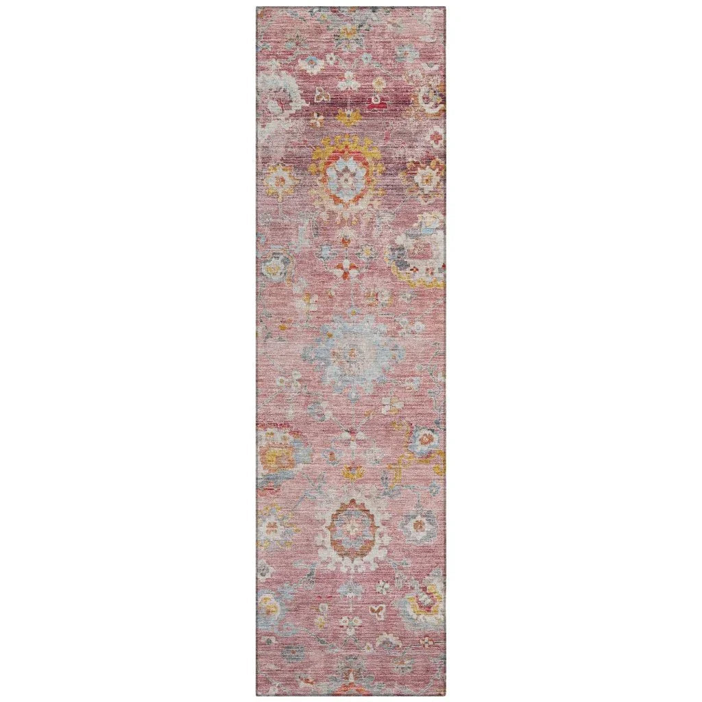 LOOMLAN Rugs Sofia Pink Washable Indoor-Outdoor Rug