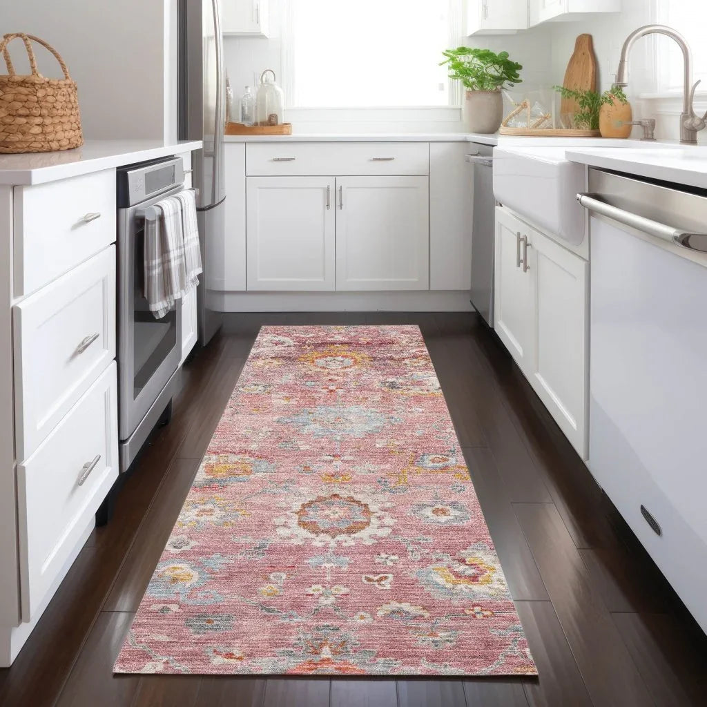LOOMLAN Rugs Sofia Pink Washable Indoor-Outdoor Rug