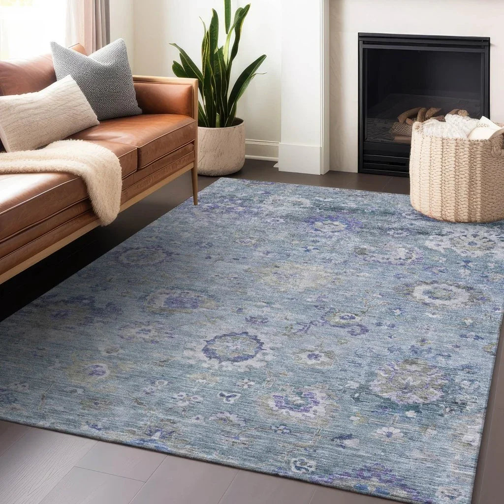 LOOMLAN Rugs Sofia Sky Washable Indoor-Outdoor Rug