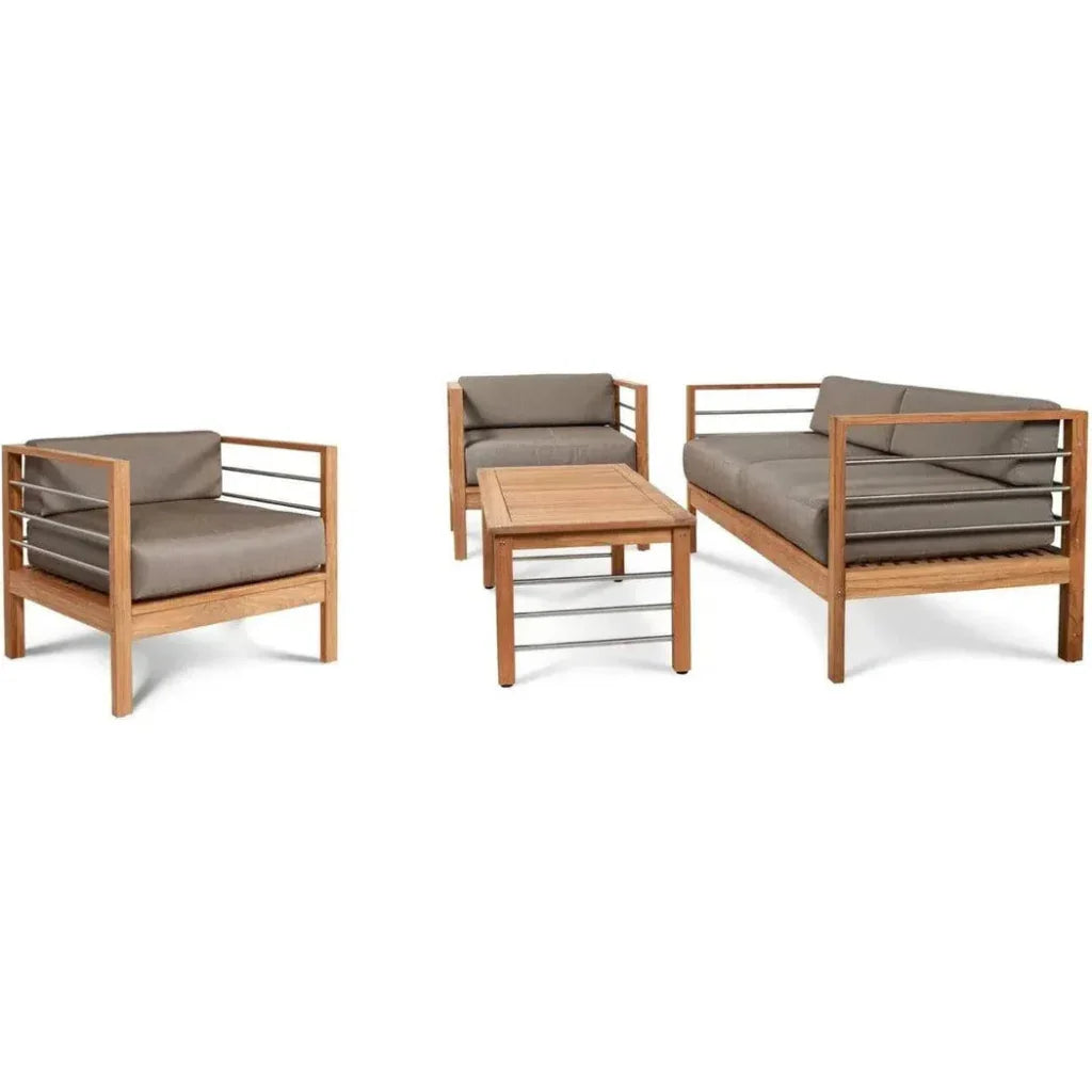SoHo 4PC Teak Outdoor Patio Deep Set Sunbrella Cushion - LOOMLAN - HiTeak - Outdoor Lounge Sets