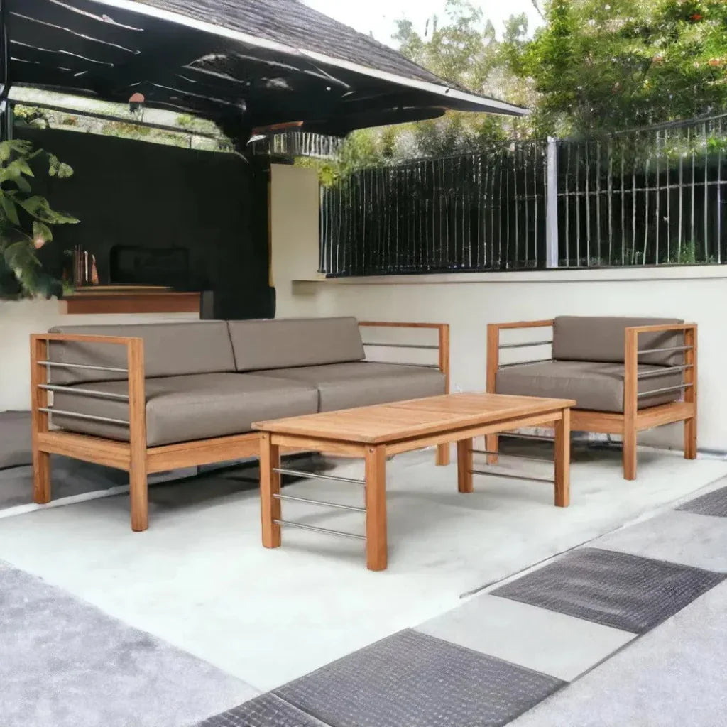 SoHo 4PC Teak Outdoor Patio Deep Set Sunbrella Cushion - LOOMLAN - HiTeak - Outdoor Lounge Sets