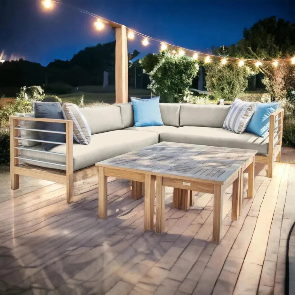 HiTeak SoHo 7PC Outdoor Sectional Deep Set Sunbrella