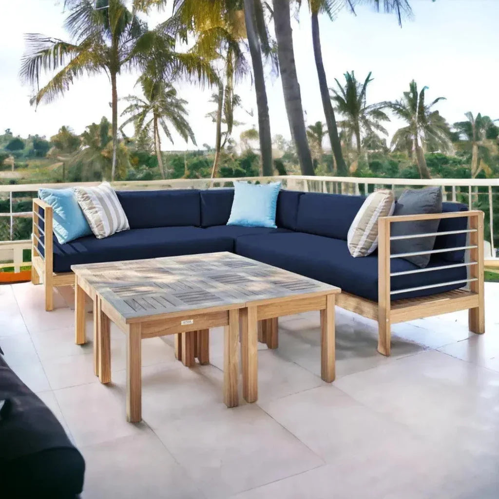 HiTeak SoHo 7PC Outdoor Sectional Deep Set Sunbrella