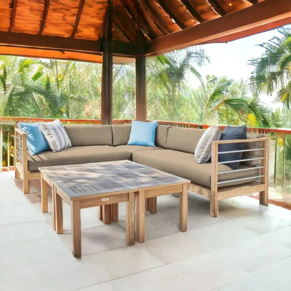 HiTeak SoHo 7PC Outdoor Sectional Deep Set Sunbrella