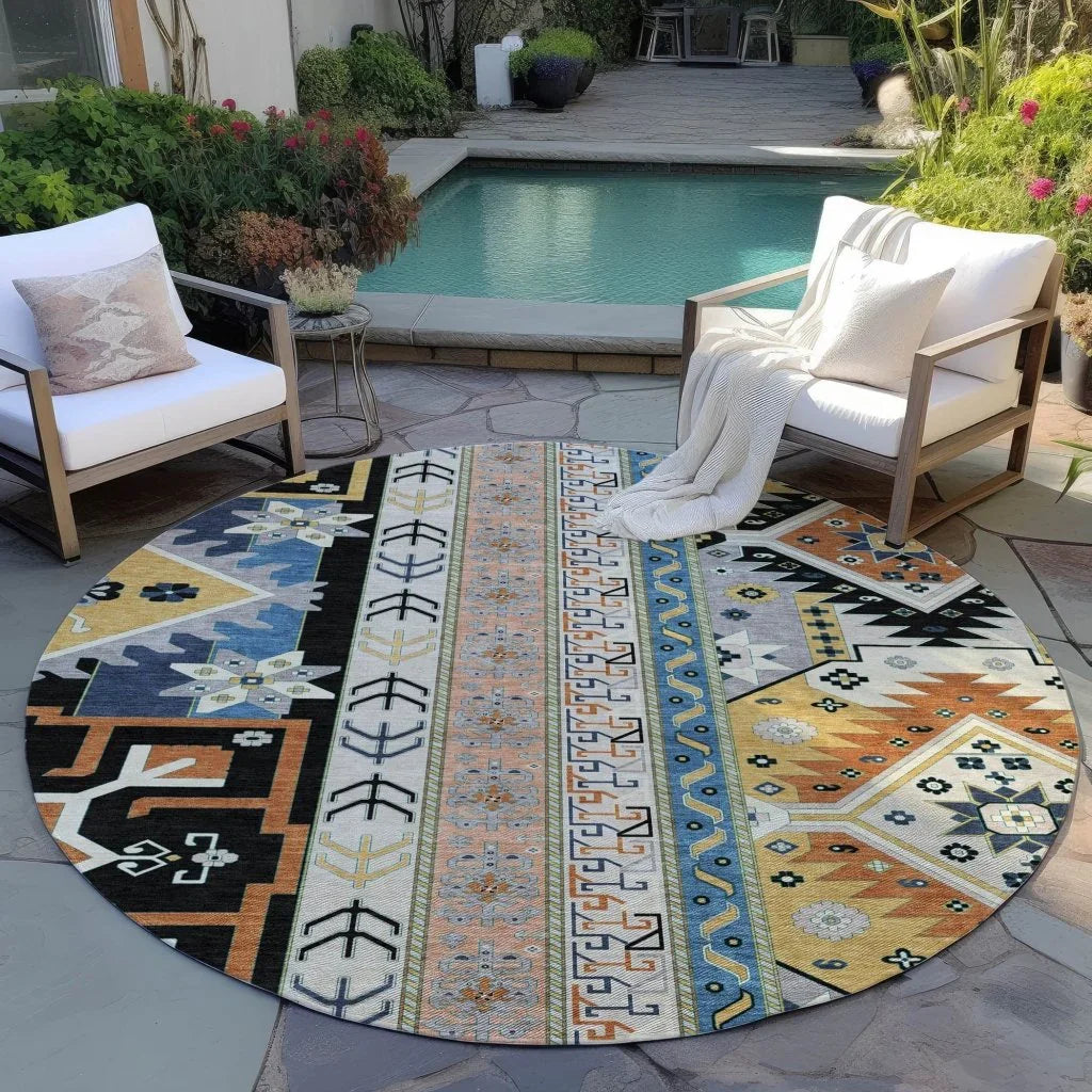 LOOMLAN Rugs Solara Black Washable Indoor-Outdoor Rug