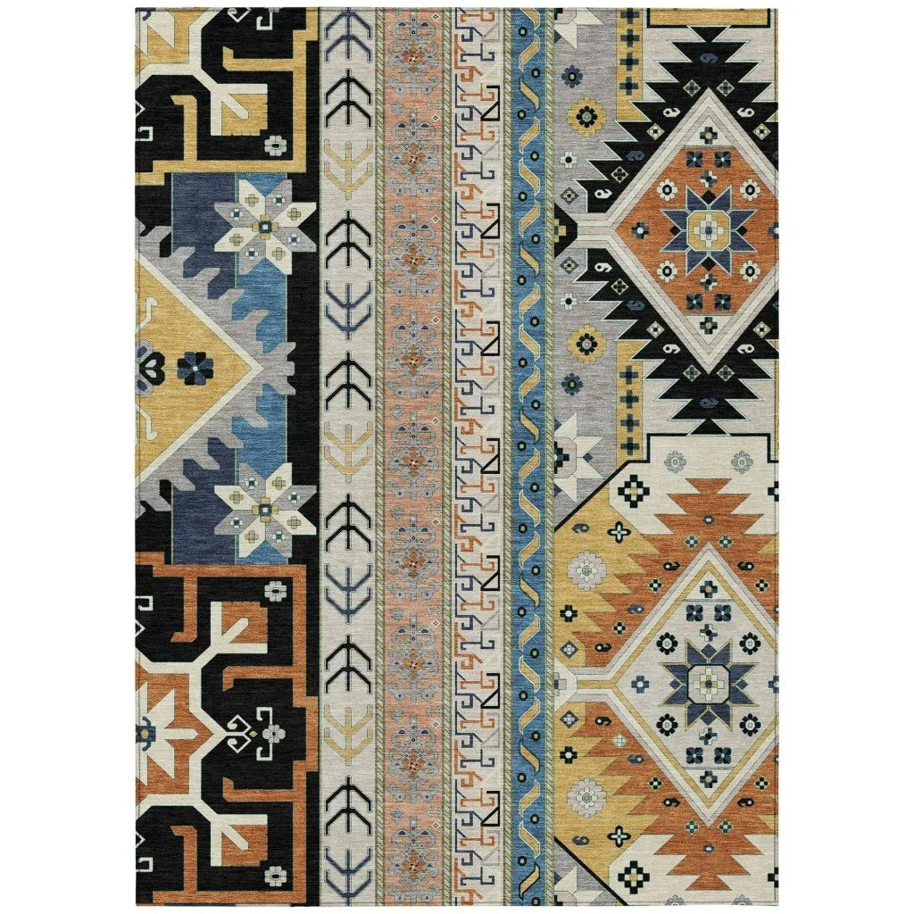 LOOMLAN Rugs Solara Black Washable Indoor-Outdoor Rug